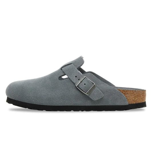 Birkenstock Boston Soft Footbed Suede Leather Basalt Gray Tonal
