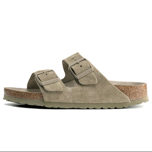 Birkenstock Arizona Soft Footbed Faded Khaki Suede Sandal