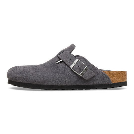 Birkenstock Boston Soft Footbed Suede Leather Charcoal Tonal FB