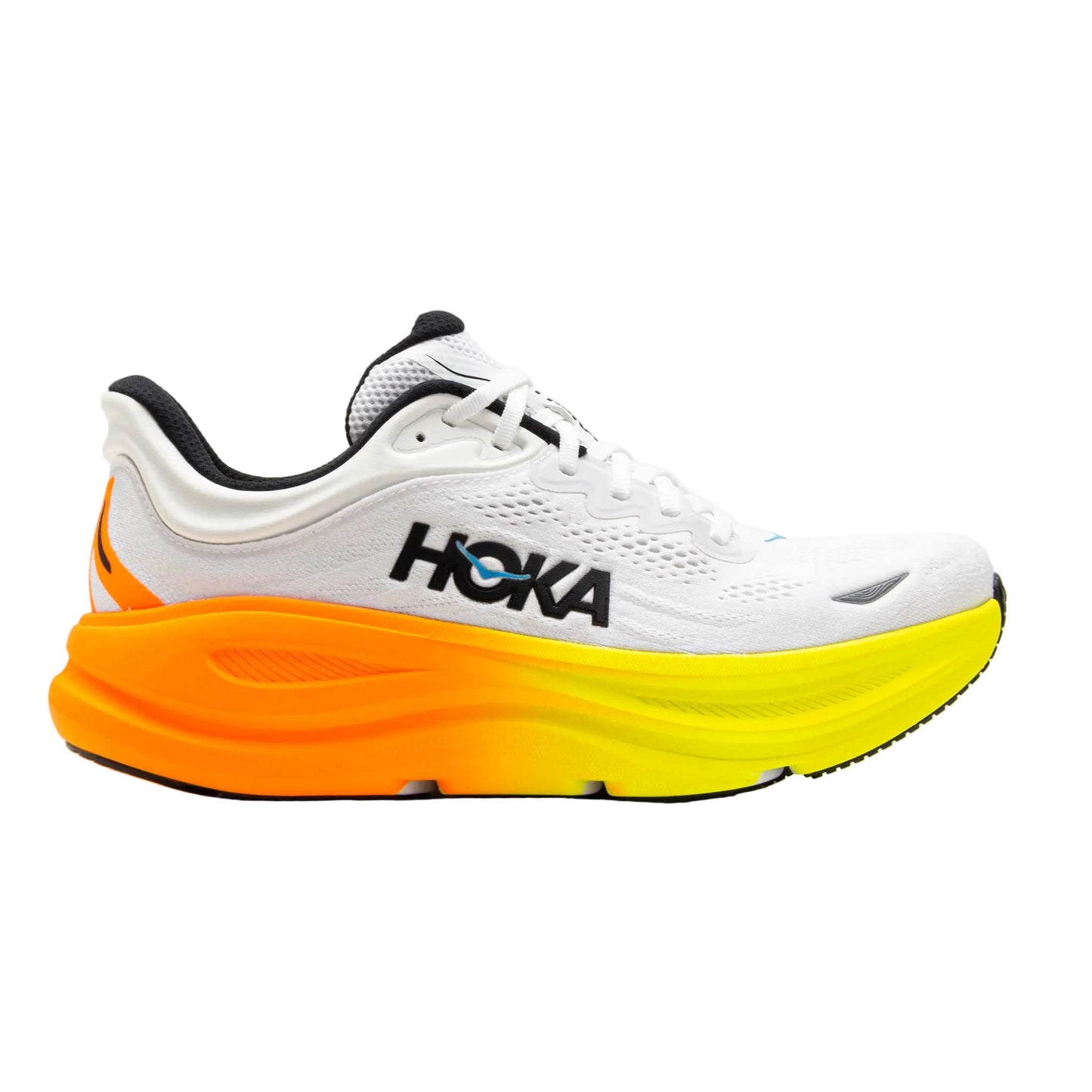 HOKA Bondi 9 White Neon Tangerine Sneaker