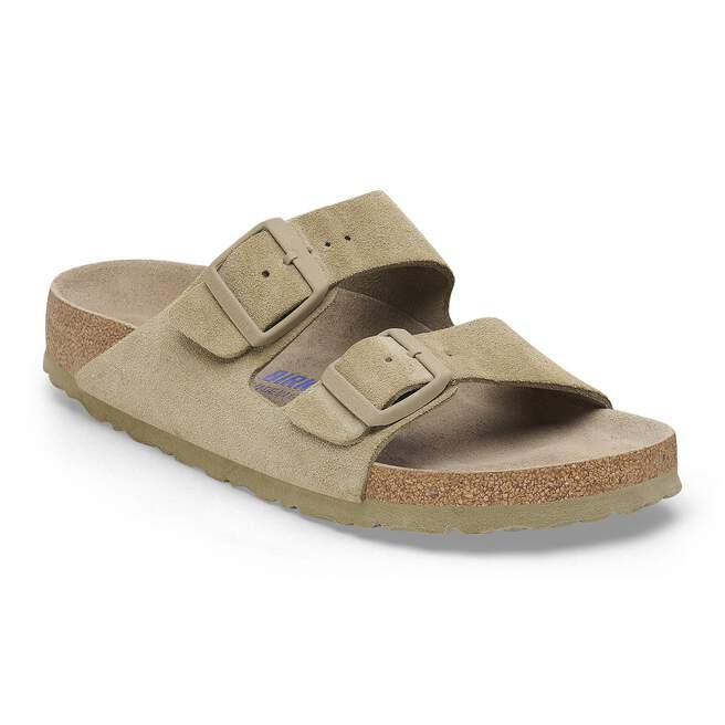 Birkenstock Arizona Soft Footbed Faded Khaki Suede Sandal