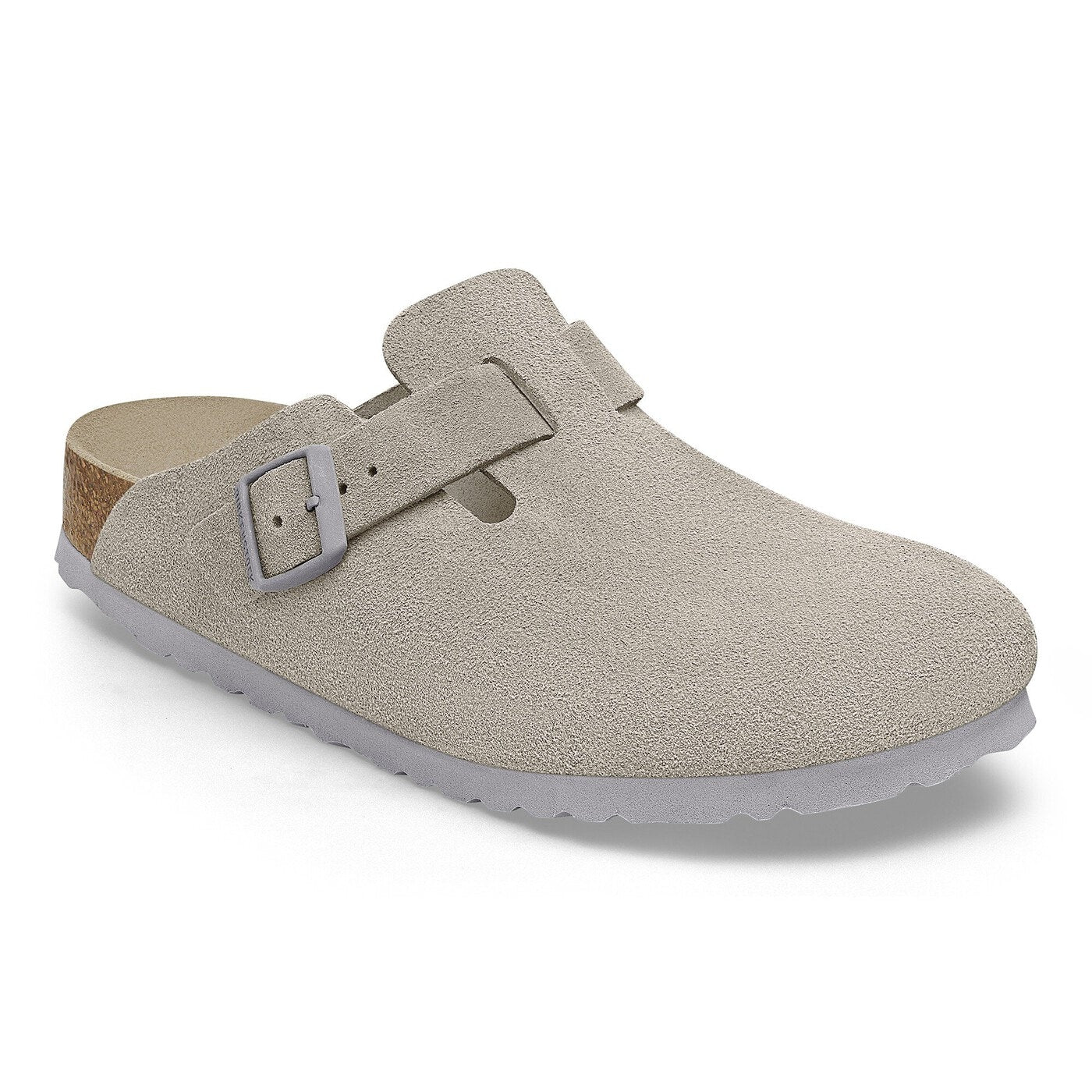 Birkenstock Boston Soft Footbed Suede Leather Stone Coin