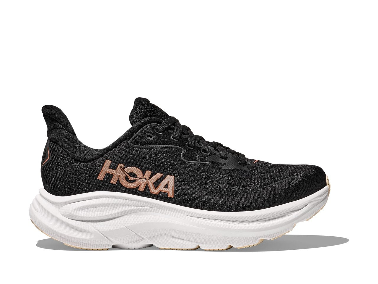 HOKA Clifton 10 Black-Rose Gold Sneaker