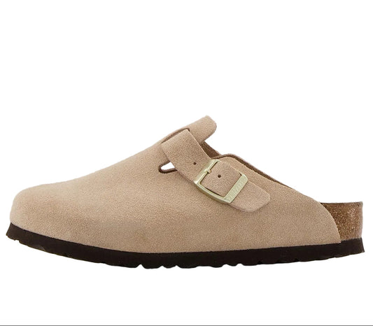 Birkenstock Boston Soft Footbed Suede Leather Nude